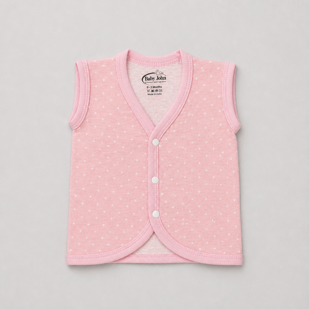 Unisex Pure Cotton Sleeveless Baby Jhabla Vests - Pack of 5 (1-3 Months)