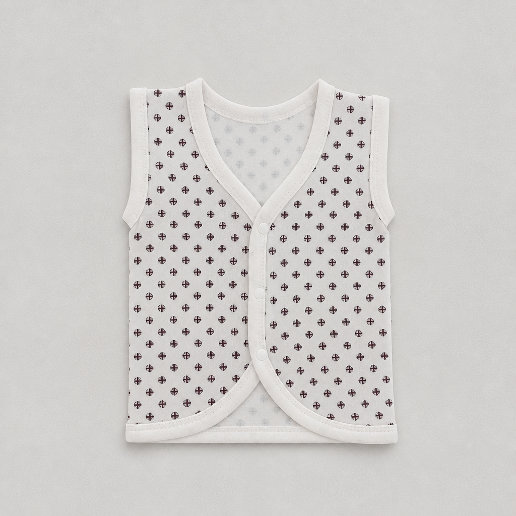 Unisex Pure Cotton Sleeveless Baby Jhabla Vests - Pack of 5 (1-3 Months)