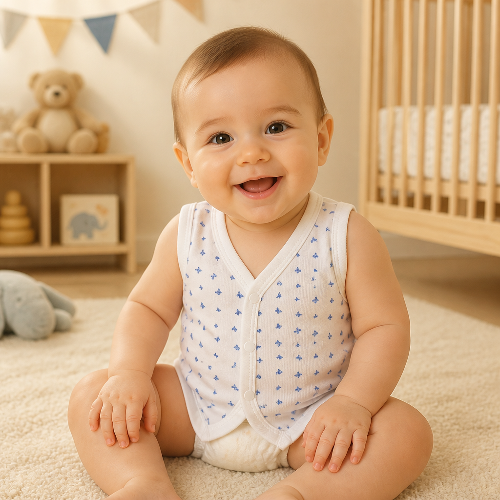 Unisex Pure Cotton Sleeveless Baby Jhabla Vests - Pack of 5 (1-3 Months)