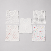 Unisex Baby 100% Pure Cotton Sleeveless Jhabla V-Neck Vests (Pack of 5) – 1 to 3 Months