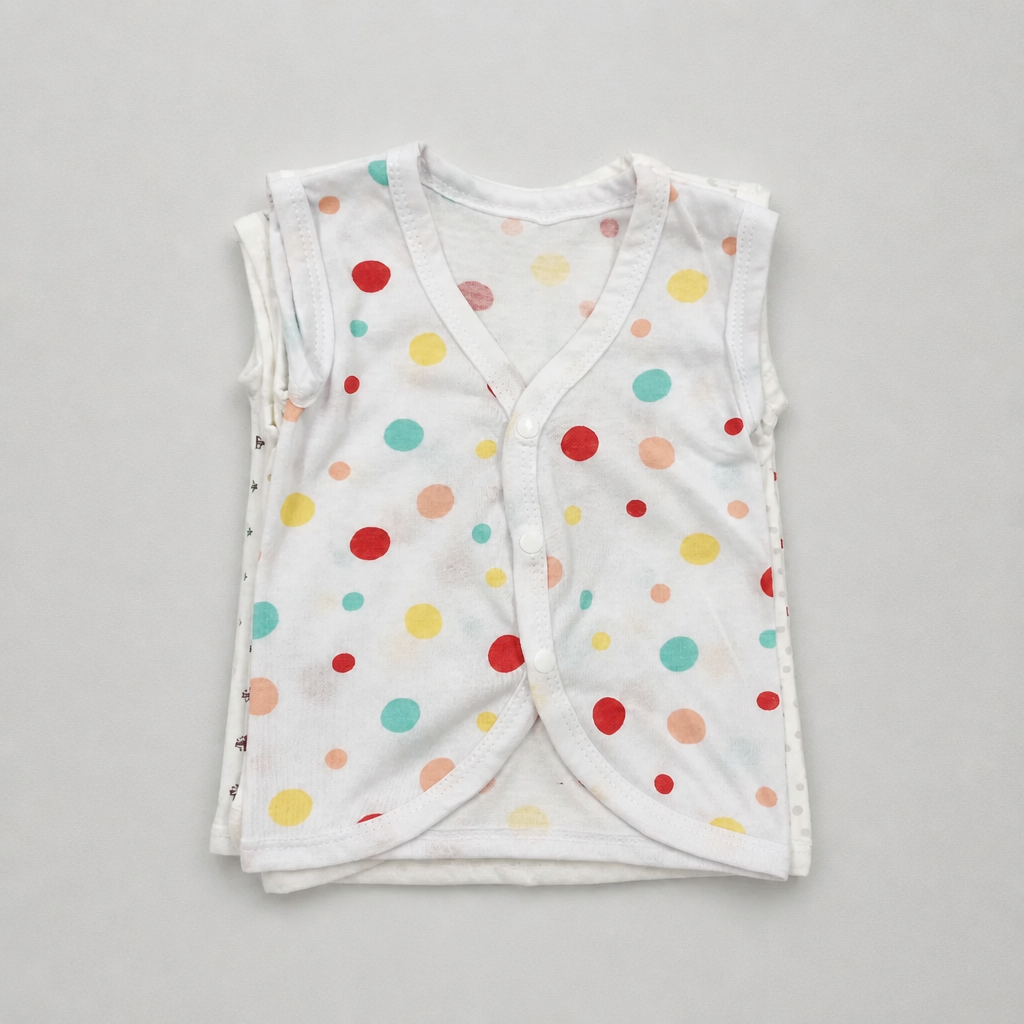 Unisex Baby 100% Pure Cotton Sleeveless Jhabla V-Neck Vests (Pack of 5) – 1 to 3 Months