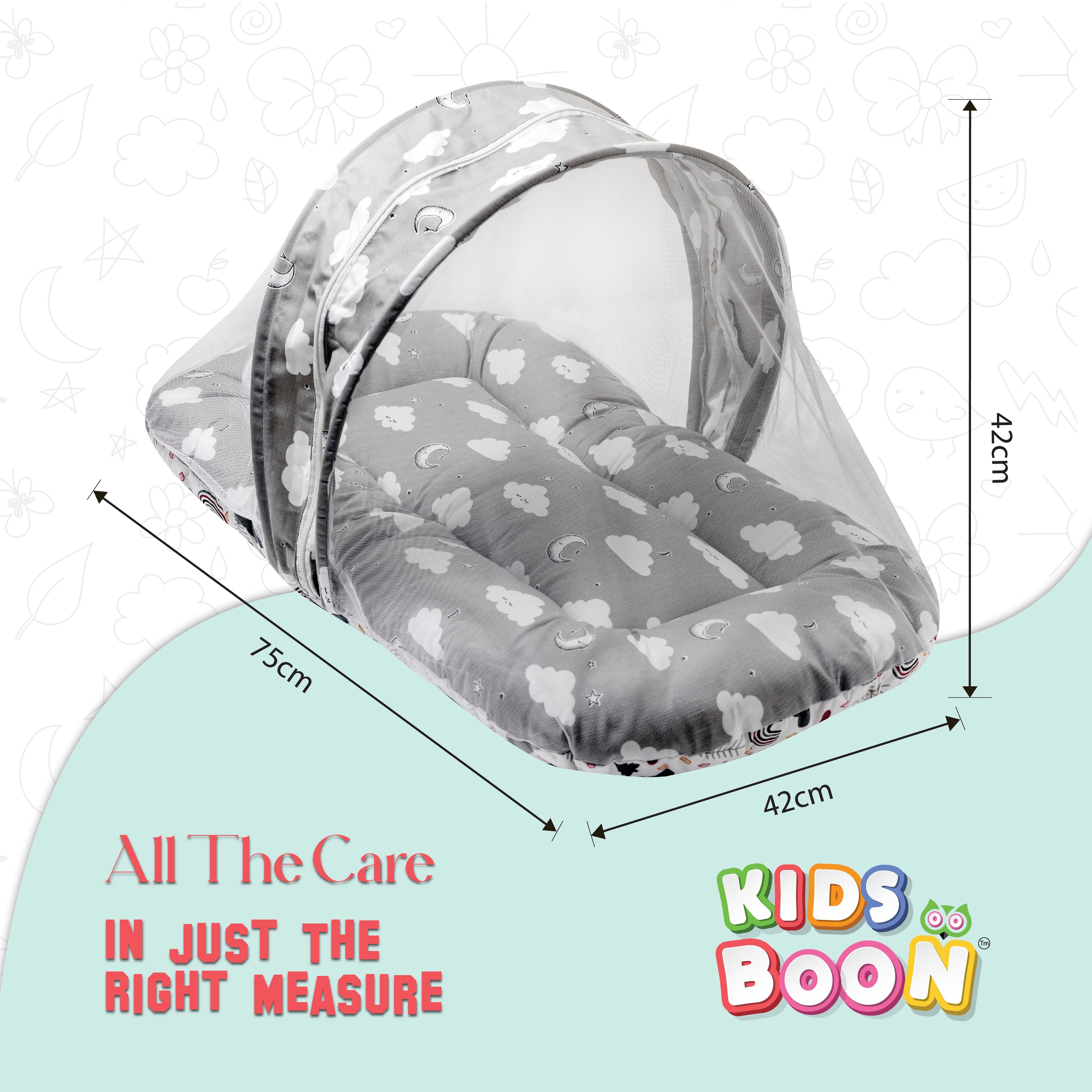 Kids Boon Premium Baby Mosquito Net Bed Set with Pillows | Portable Newborn Sleep Essential