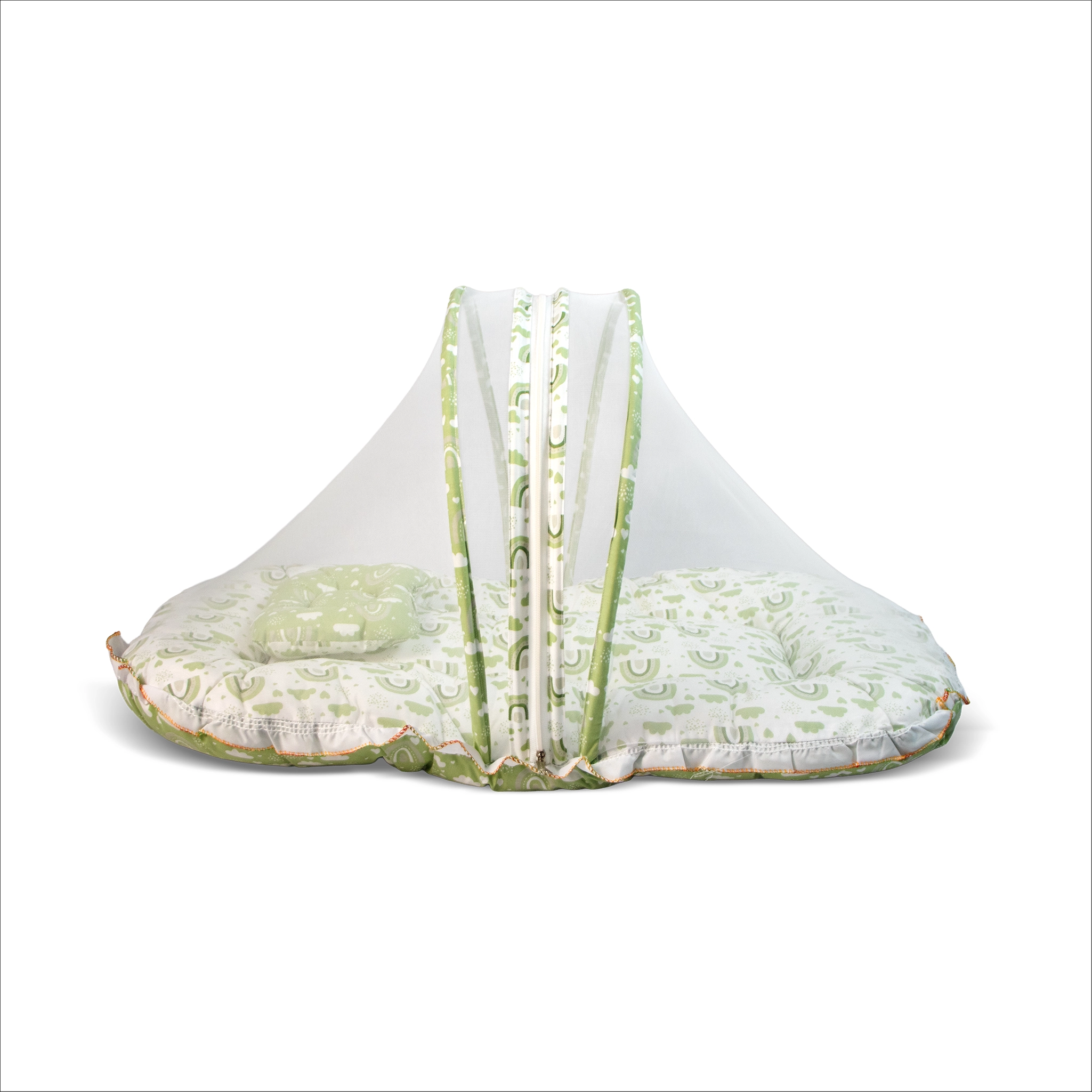 Premium Baby Bedding Set with Integrated Mosquito Net & Pillow | Portable Infant Mattress