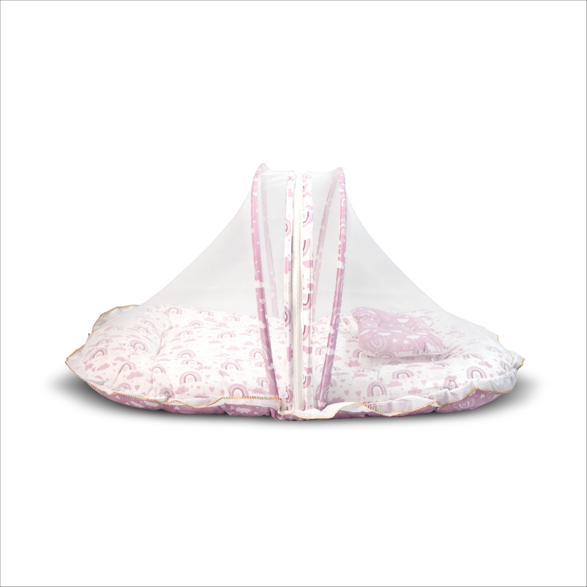 Premium Baby Bedding Set with Integrated Mosquito Net & Pillow | Portable Infant Mattress