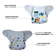 Reusable Cloth Diapers Pack of 2 with Insert Pads | Adjustable Washable Pocket Diapers for Baby, Infant, Toddler | Free Size Waterproof Cloth Diaper Combo