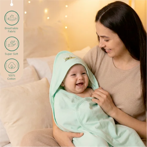 Premium Polar Fleece Hooded Baby Blanket (80x80 cm) – Swaddle Wrapper