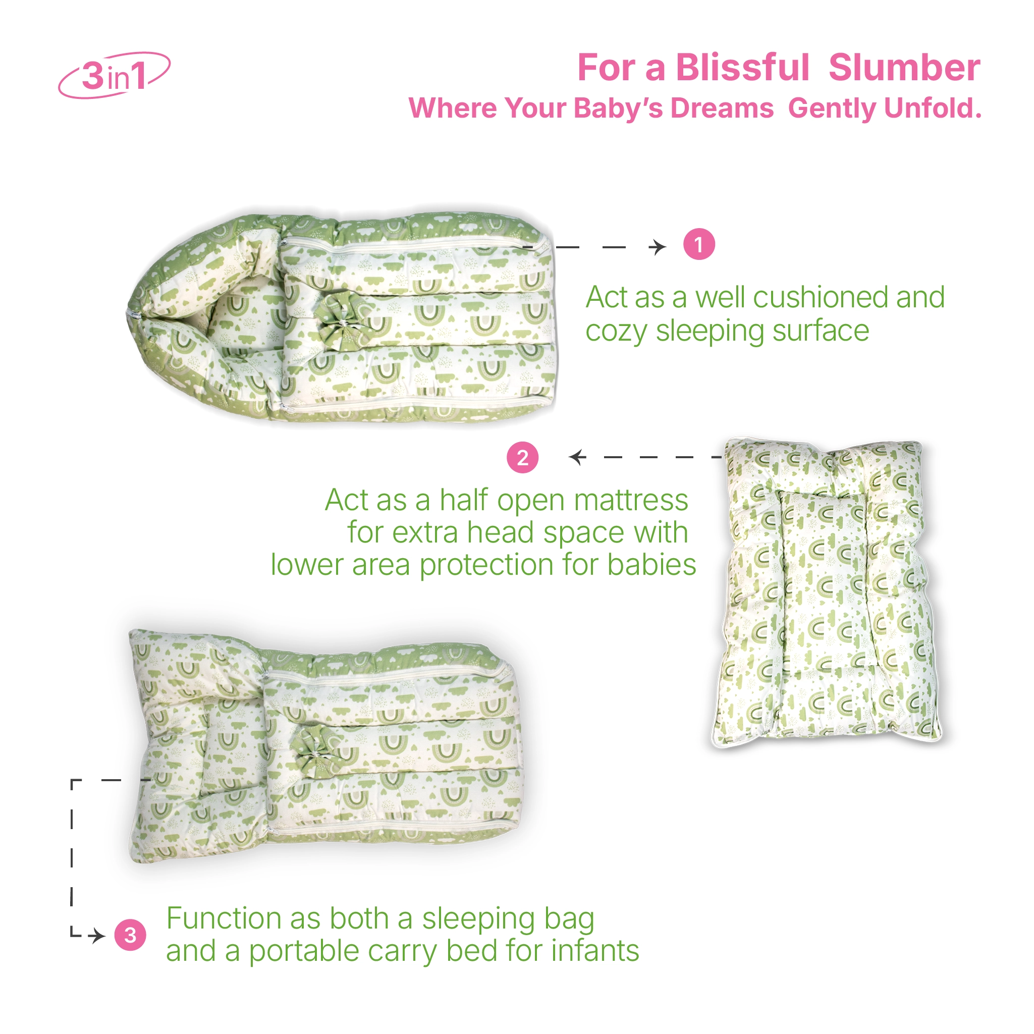 Premium 3-in-1 Baby Carry Bed & Sleeping Pod | Soft Cotton Nest for Newborns