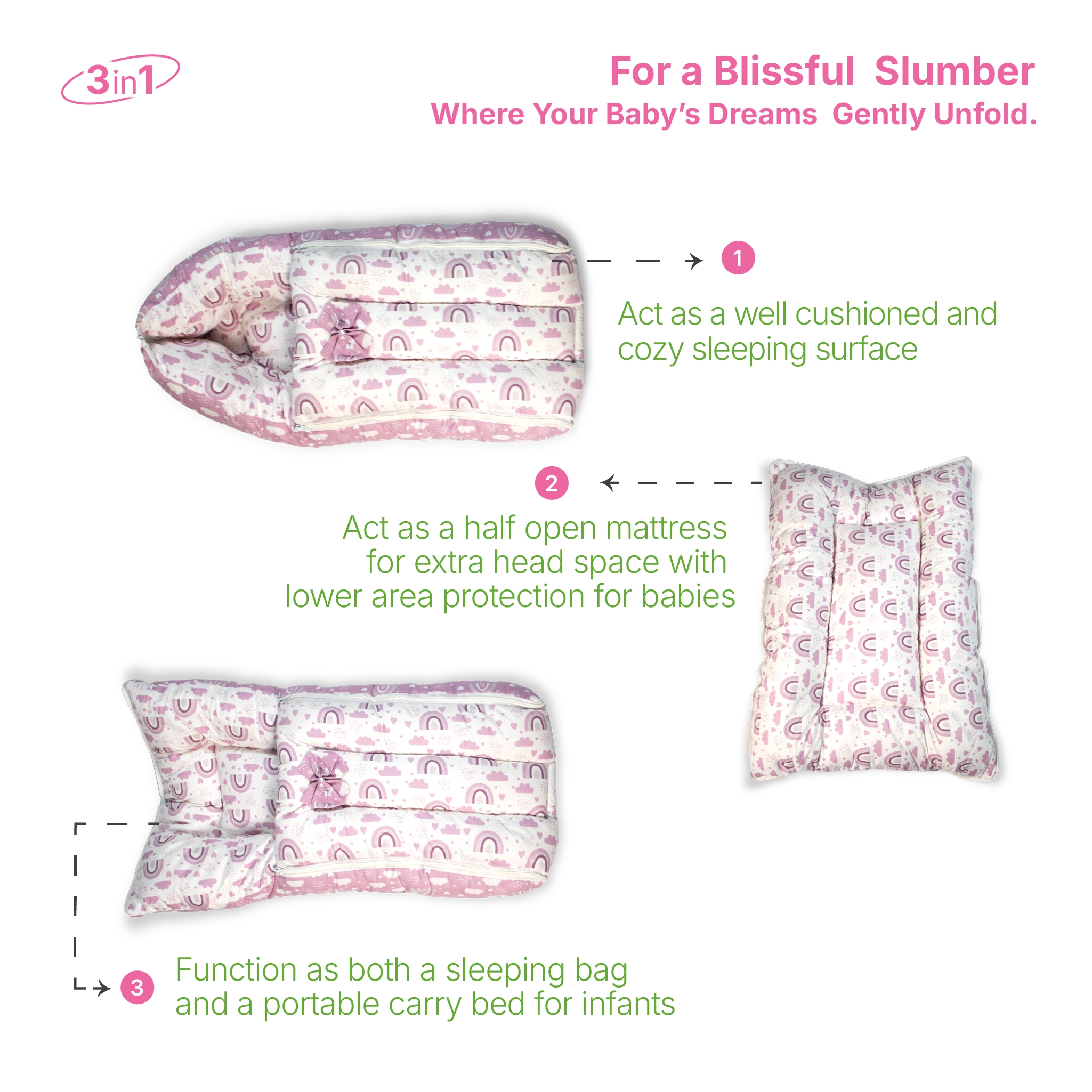 Premium 3-in-1 Baby Carry Bed & Sleeping Pod | Soft Cotton Nest for Newborns
