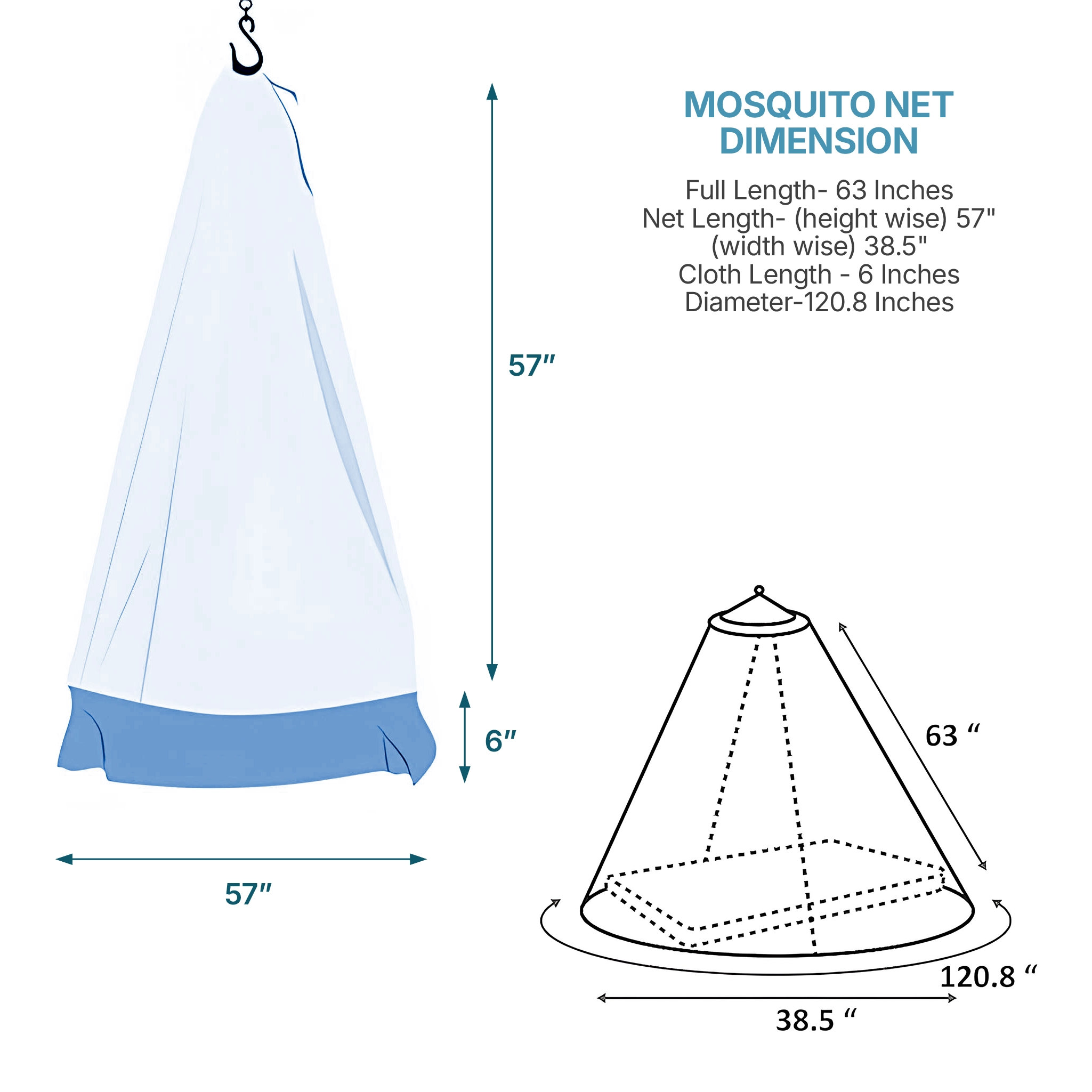 Premium Hanging Cradle Mosquito Net with Decorative Border & Hanging Stars
