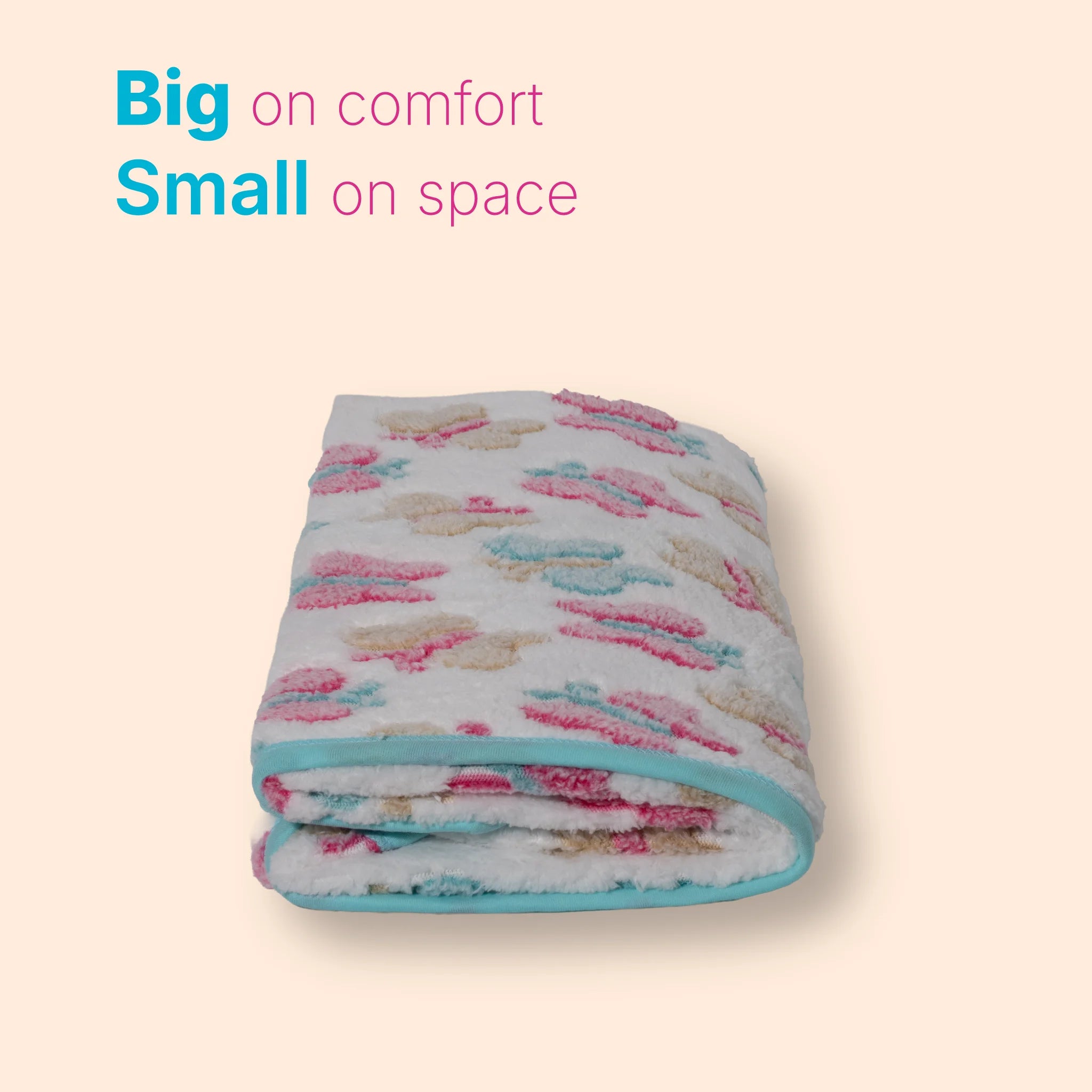 Kids Boon Ultra-Soft Faux Fur Baby Hooded Blanket – Blue Butterfly Print, 80x80 cm