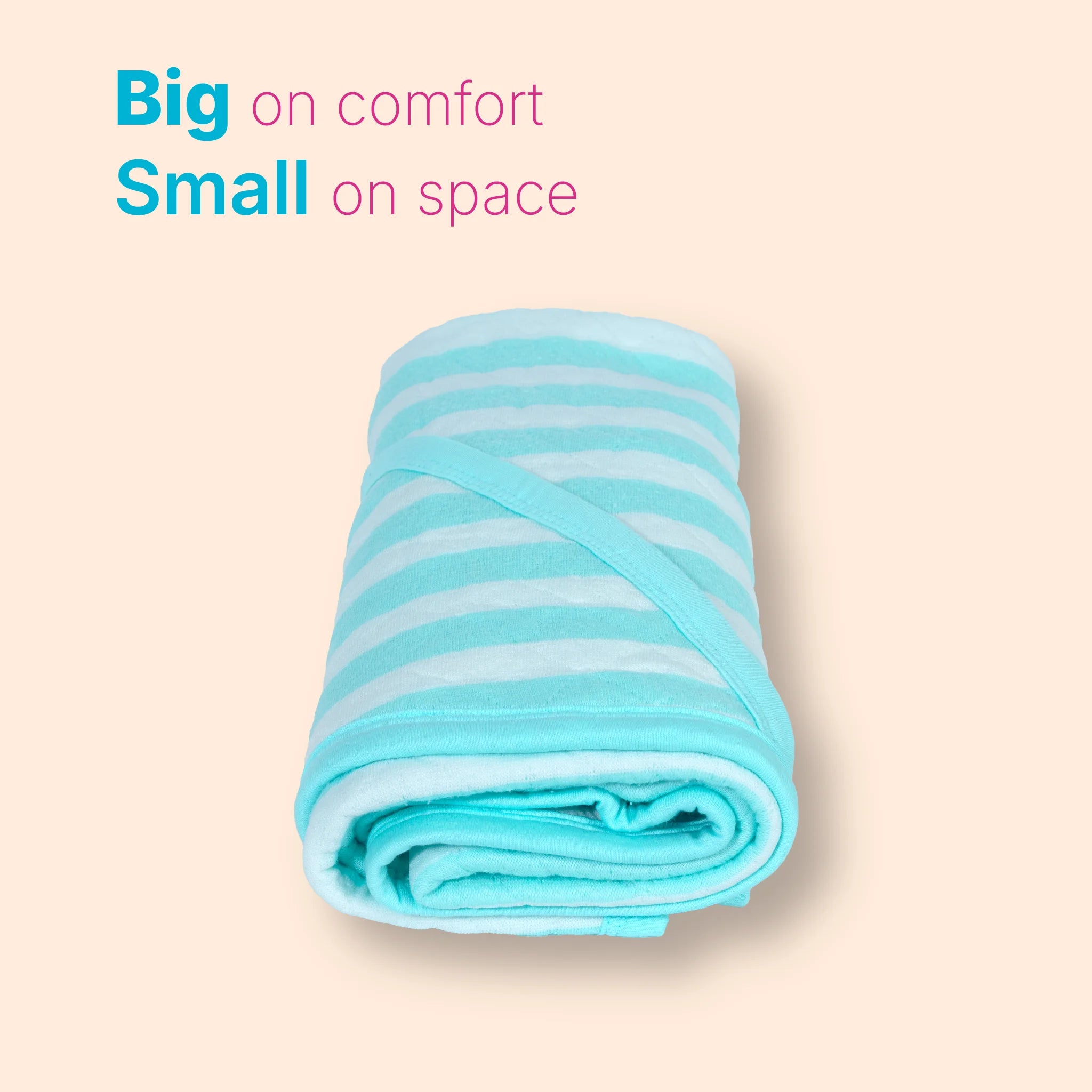 Premium Jacquard Baby Hooded Blanket – Mint Blue & White Stripes (80x80 cm) for Newborns & Infants
