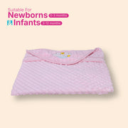 Kids Boon Soft Velvet Hooded Baby Blanket (80x80 cm) – Chevron Textured Swaddle Wrap for Newborns & Infants