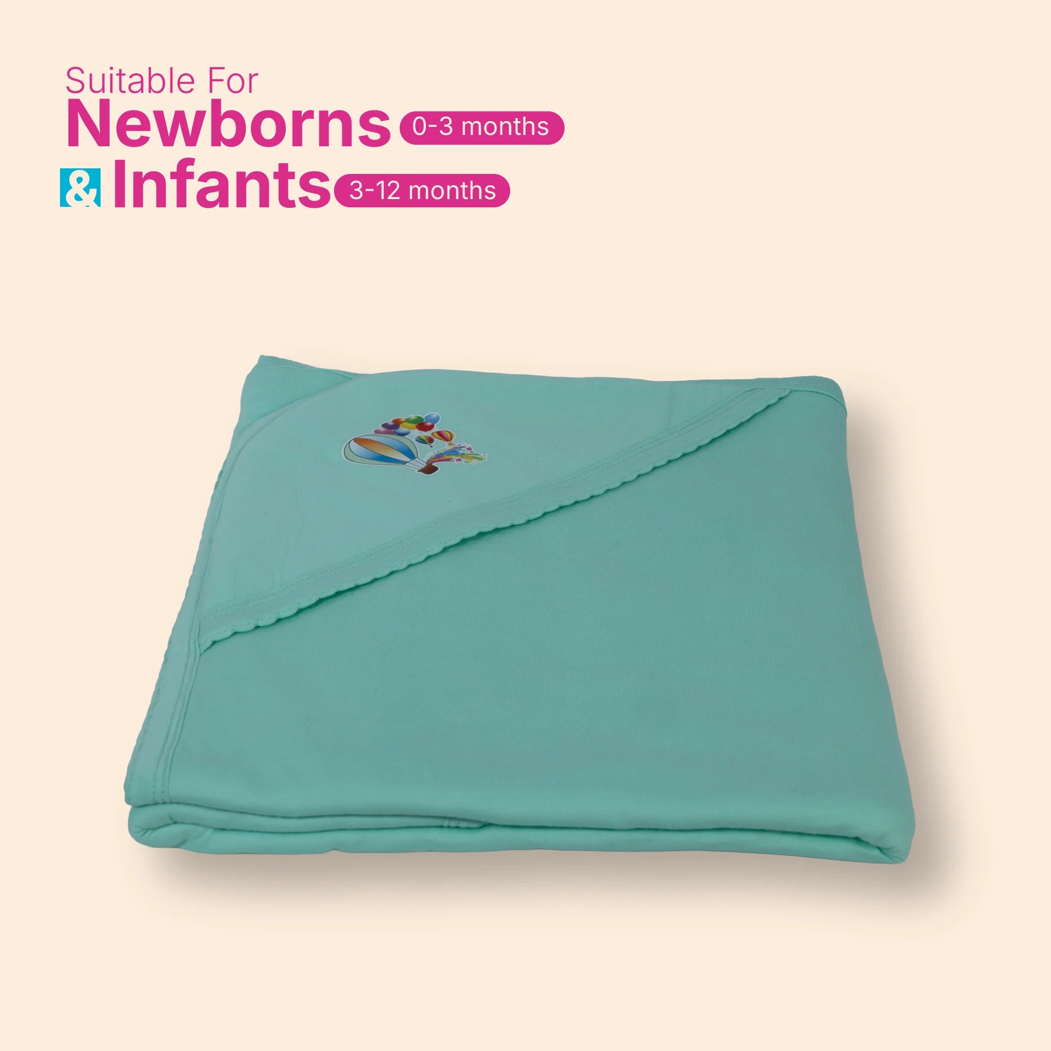 Premium Polar Fleece Hooded Baby Blanket (80x80 cm) – Swaddle Wrapper