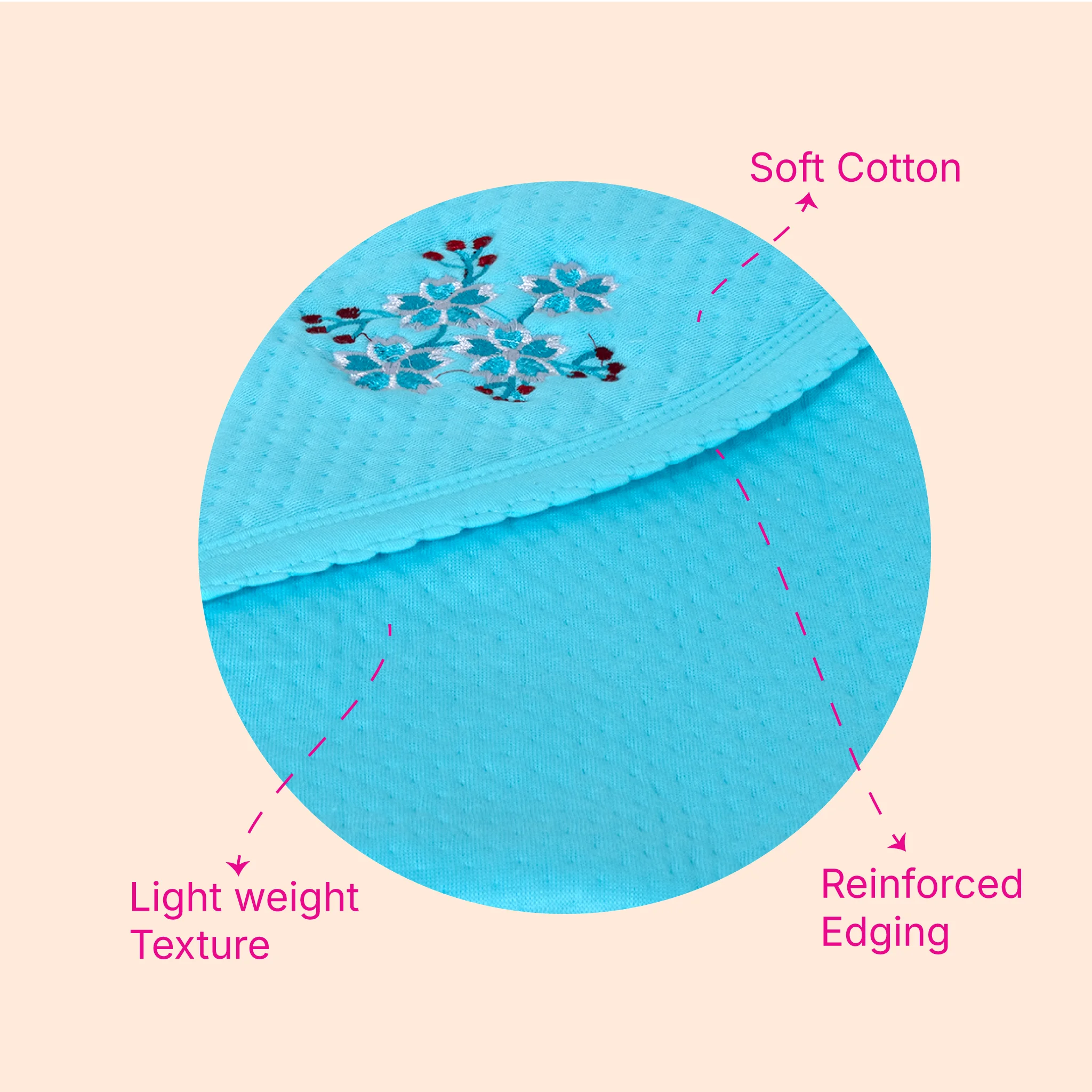 Premium Jacquard Baby Hooded Blanket-(80x80 cm) for Newborns & Infants