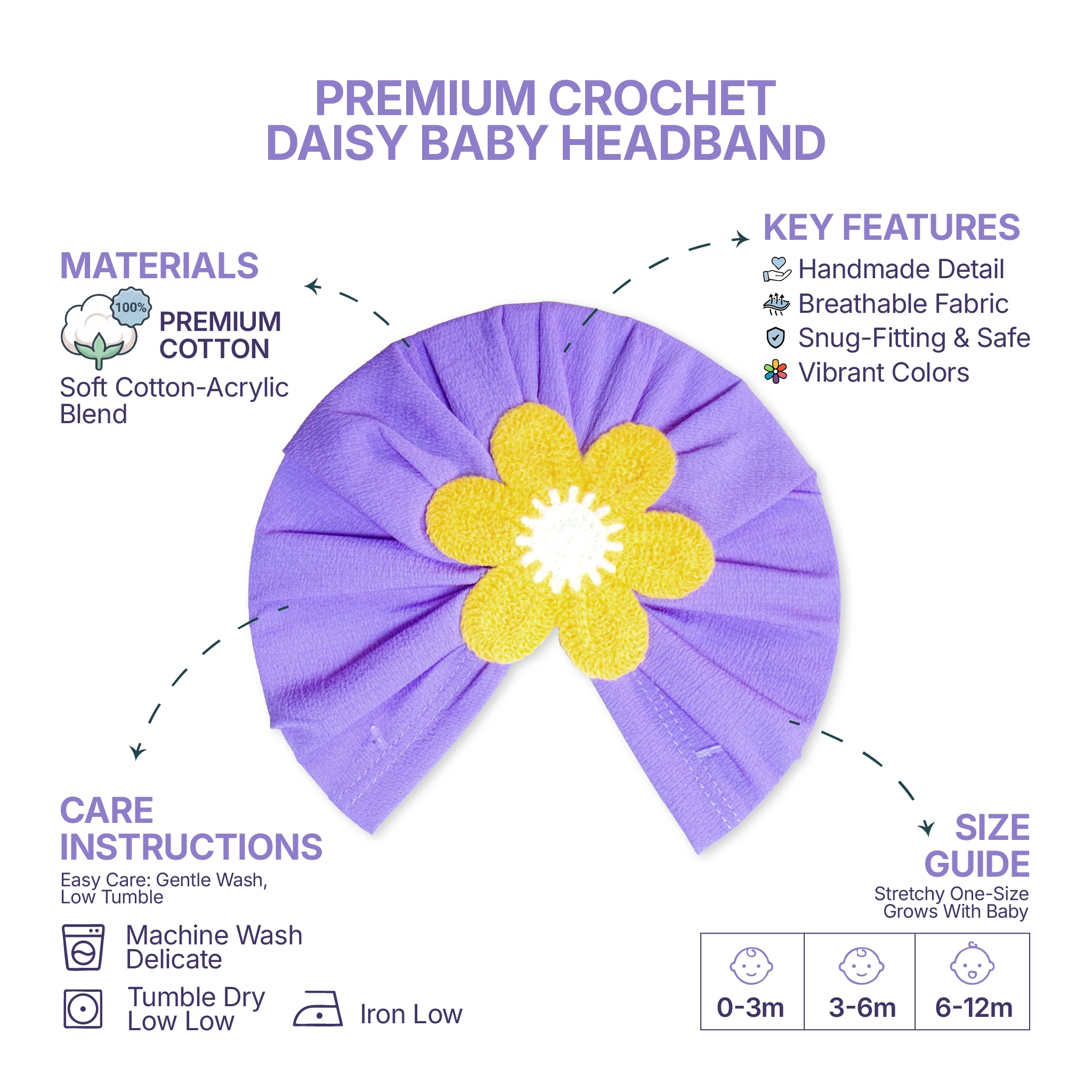 3-Pack Baby Girl Floral Turban Cap Set | Soft Stretch Infant Head Wraps (Combo Pack)