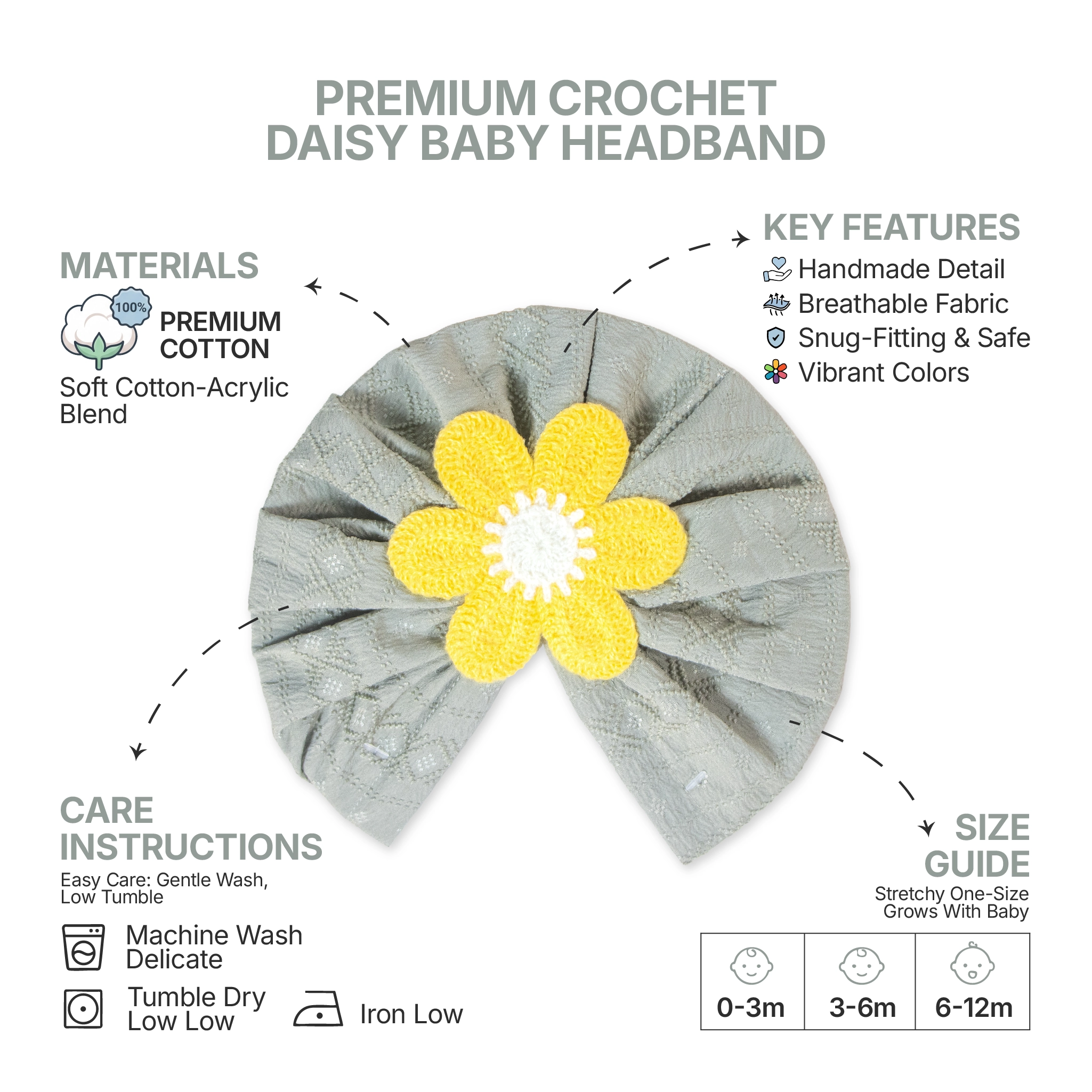 3-Pack Baby Girl Floral Turban Cap Set | Soft Stretch Infant Head Wraps (Combo Pack)