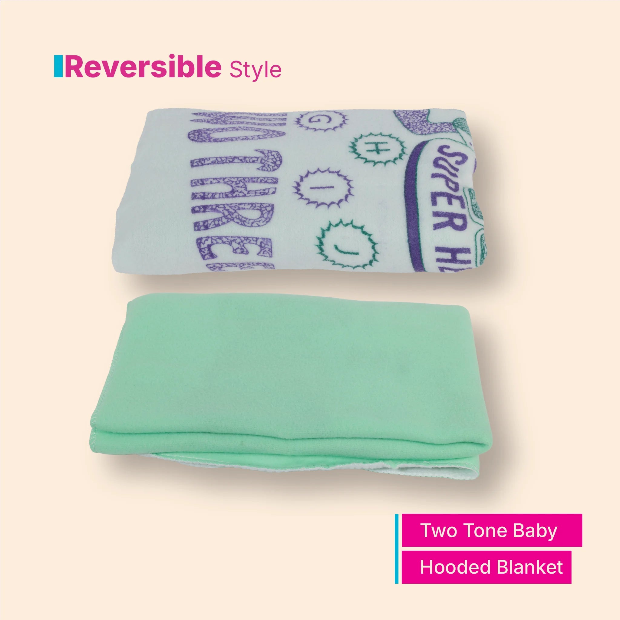 Soft Woolen Baby Hooded Blanket with Cute Embroidery (80x65cm)