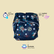 Reusable Cloth Baby Diaper with Integrated Absorbent Pad | Leak-Proof, Adjustable Snap Fit & Water-Resistant Outer Cover