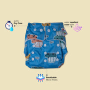 Reusable Cloth Baby Diaper with Integrated Absorbent Pad | Leak-Proof, Adjustable Snap Fit & Water-Resistant Outer Cover