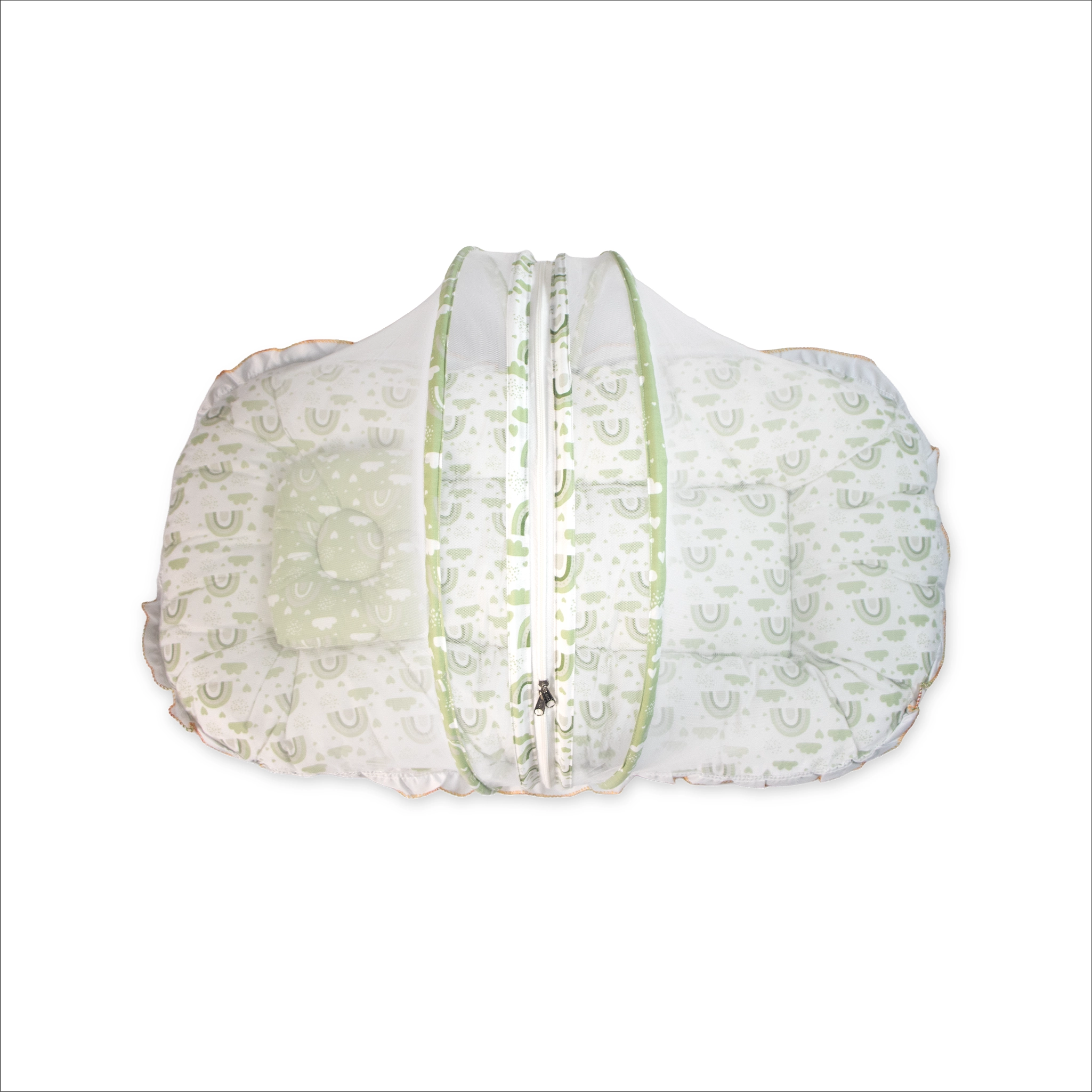 Premium Baby Bedding Set with Integrated Mosquito Net & Pillow | Portable Infant Mattress