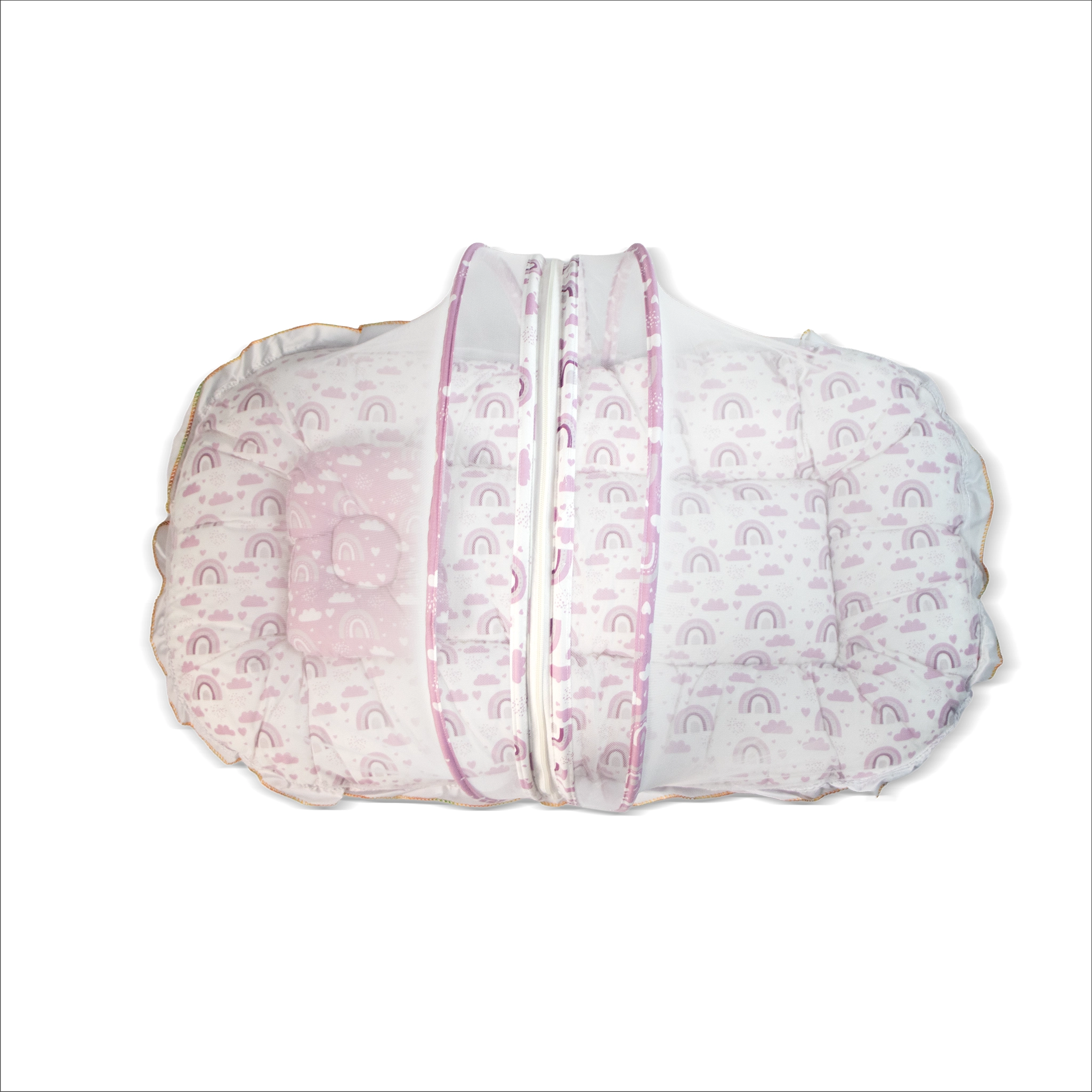 Premium Baby Bedding Set with Integrated Mosquito Net & Pillow | Portable Infant Mattress
