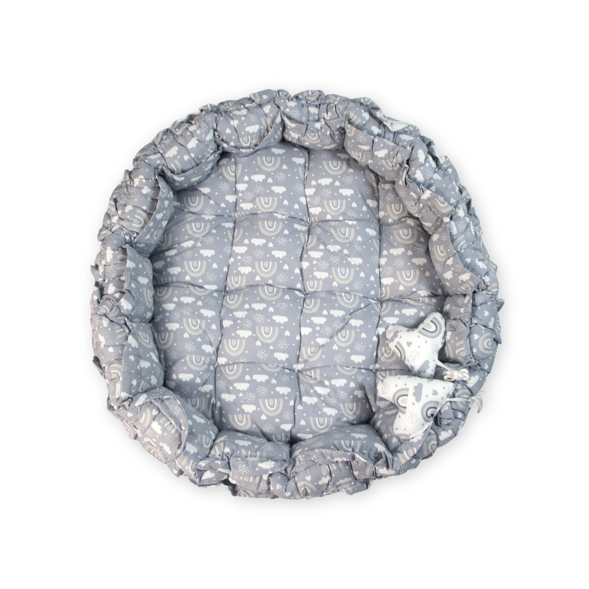 Kids Boon Reversible Round Baby Bed & Nest | Premium Sleeping Pod with Bolsters & Heart Pillow