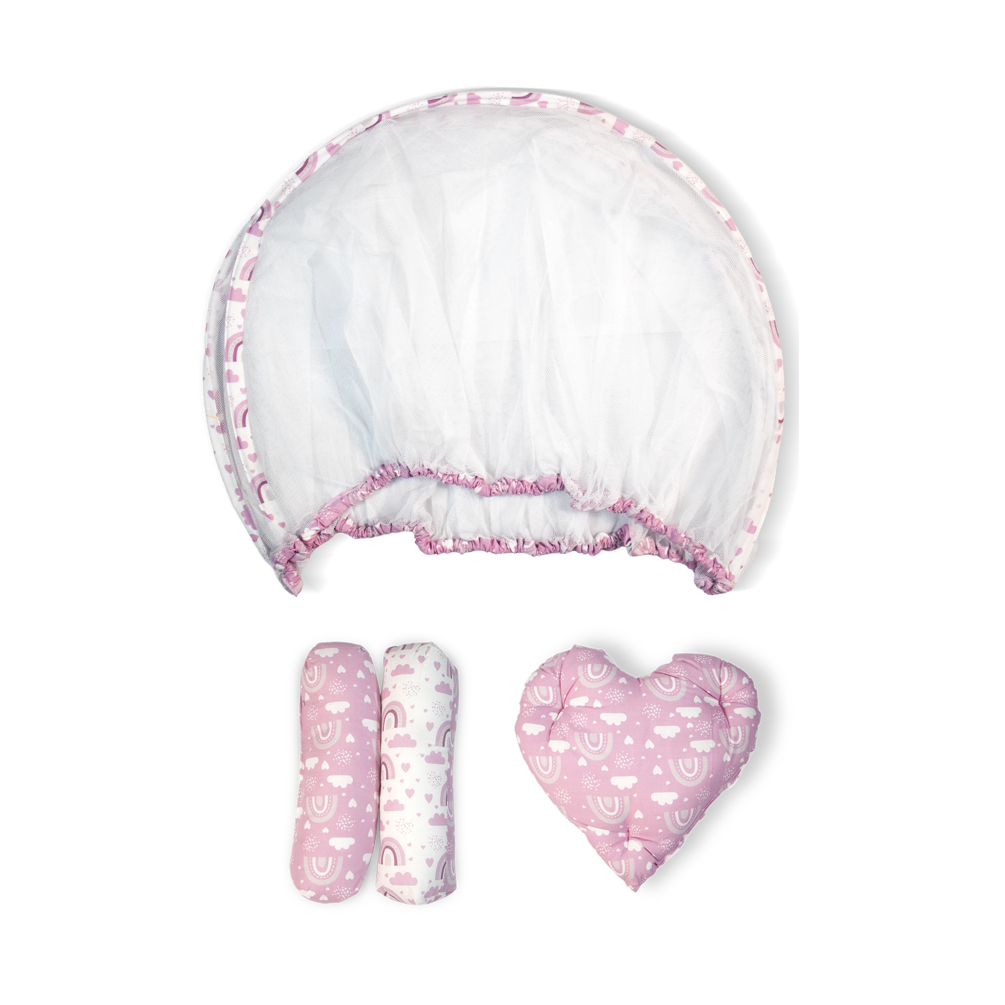 Kids Boon Reversible Round Baby Bed & Nest | Premium Sleeping Pod with Bolsters & Heart Pillow