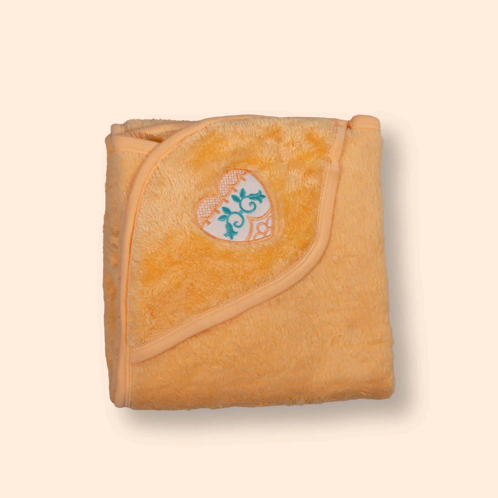 Baby Hooded Blanket - Plain- Orange