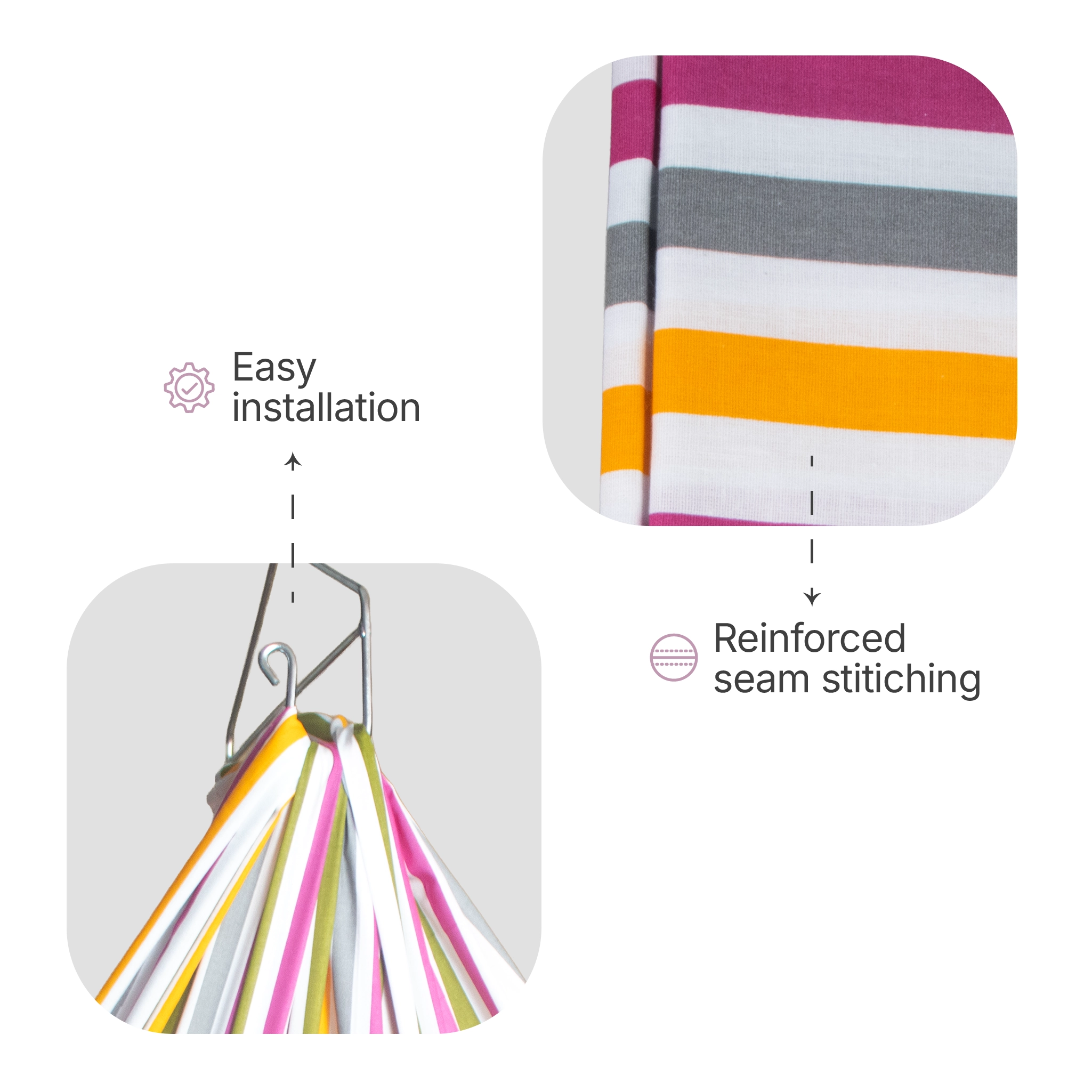 Premium Cotton Hammock Cradle Cloth | Breathable Striped Baby Swing Cradle Cloth(Pack of 1)