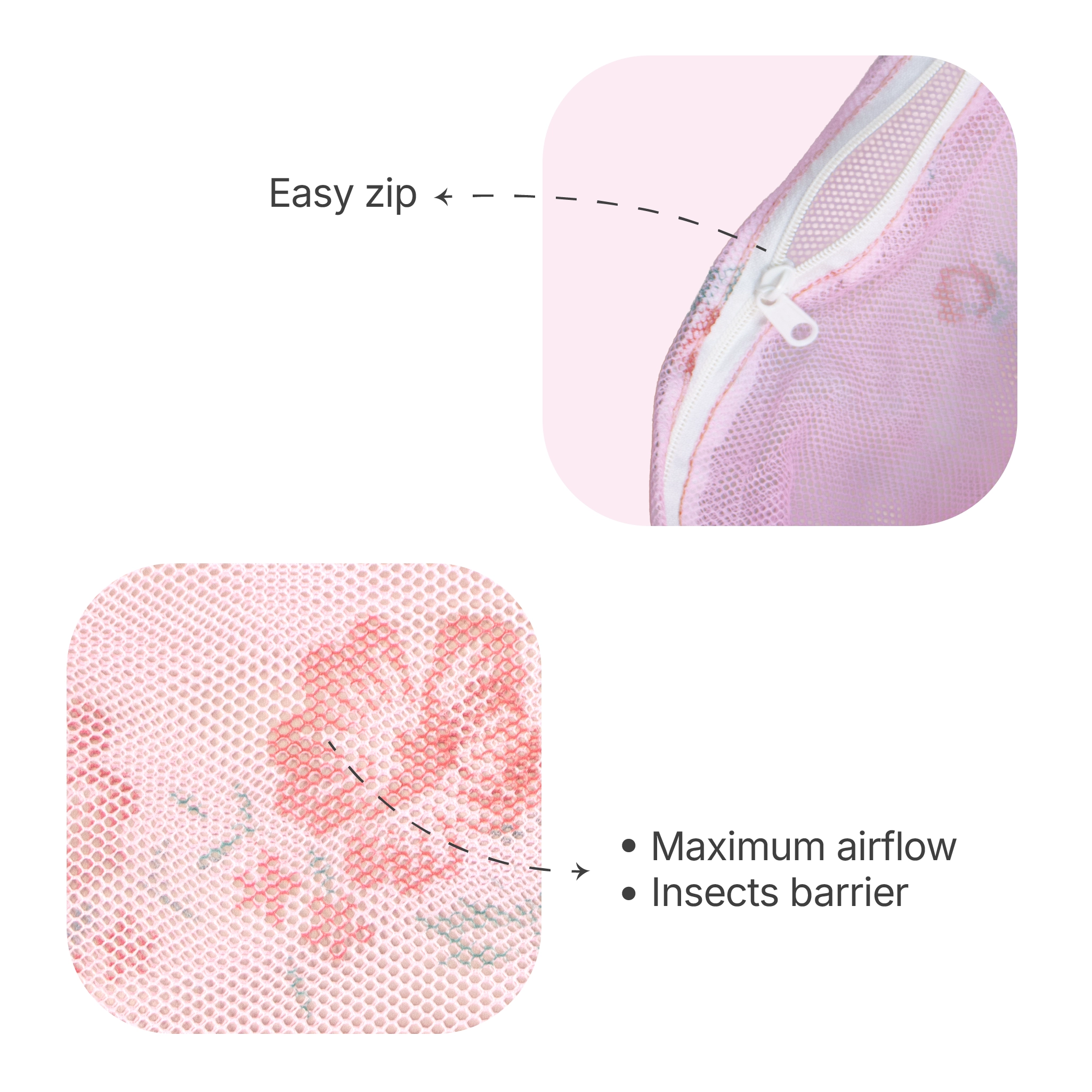 Breathable Mesh Cradle Net for Baby Hammock | Floral Print