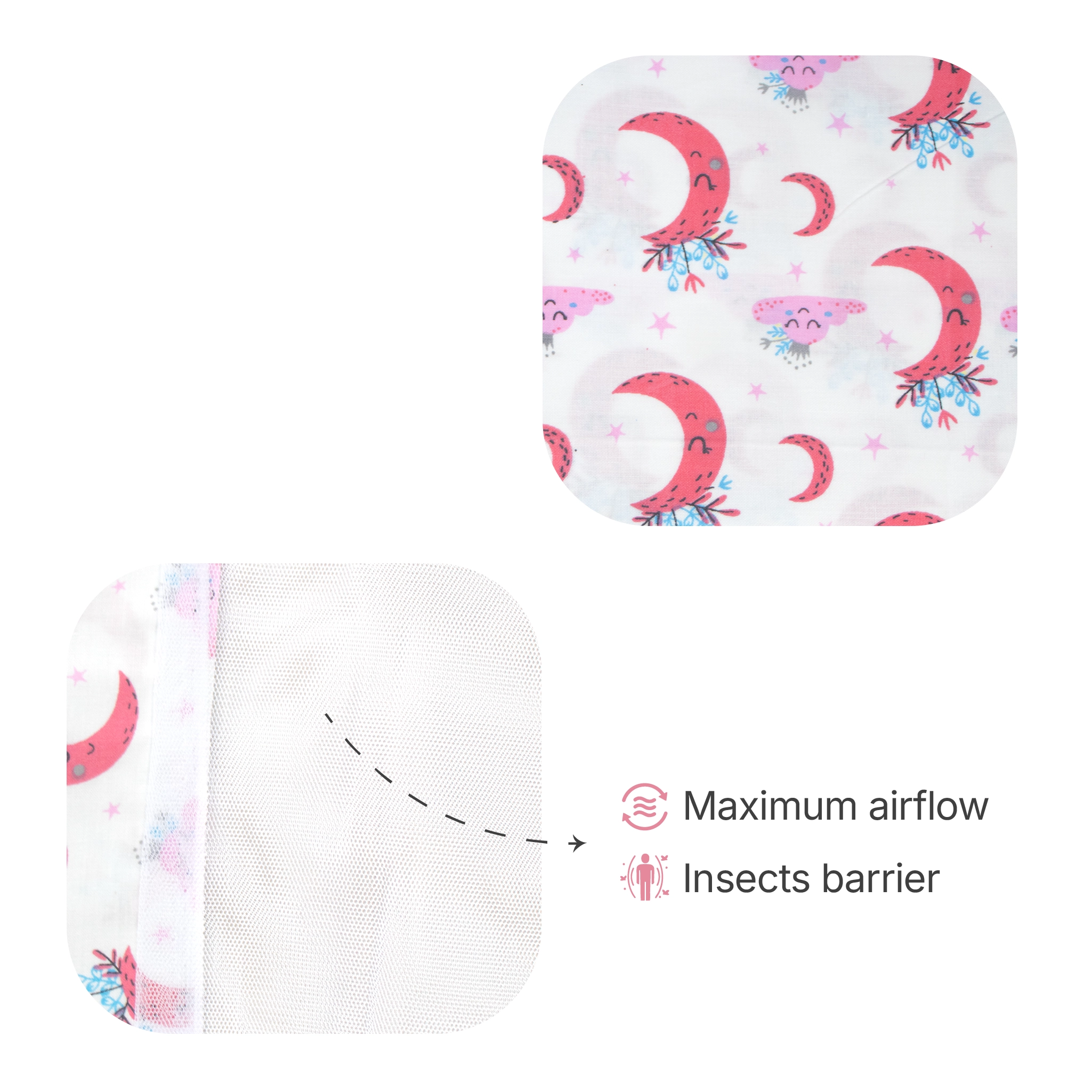 Premium Cotton Baby Hammock Cradle Cloth & Mosquito Net Combo Set (Breathable & Washable)