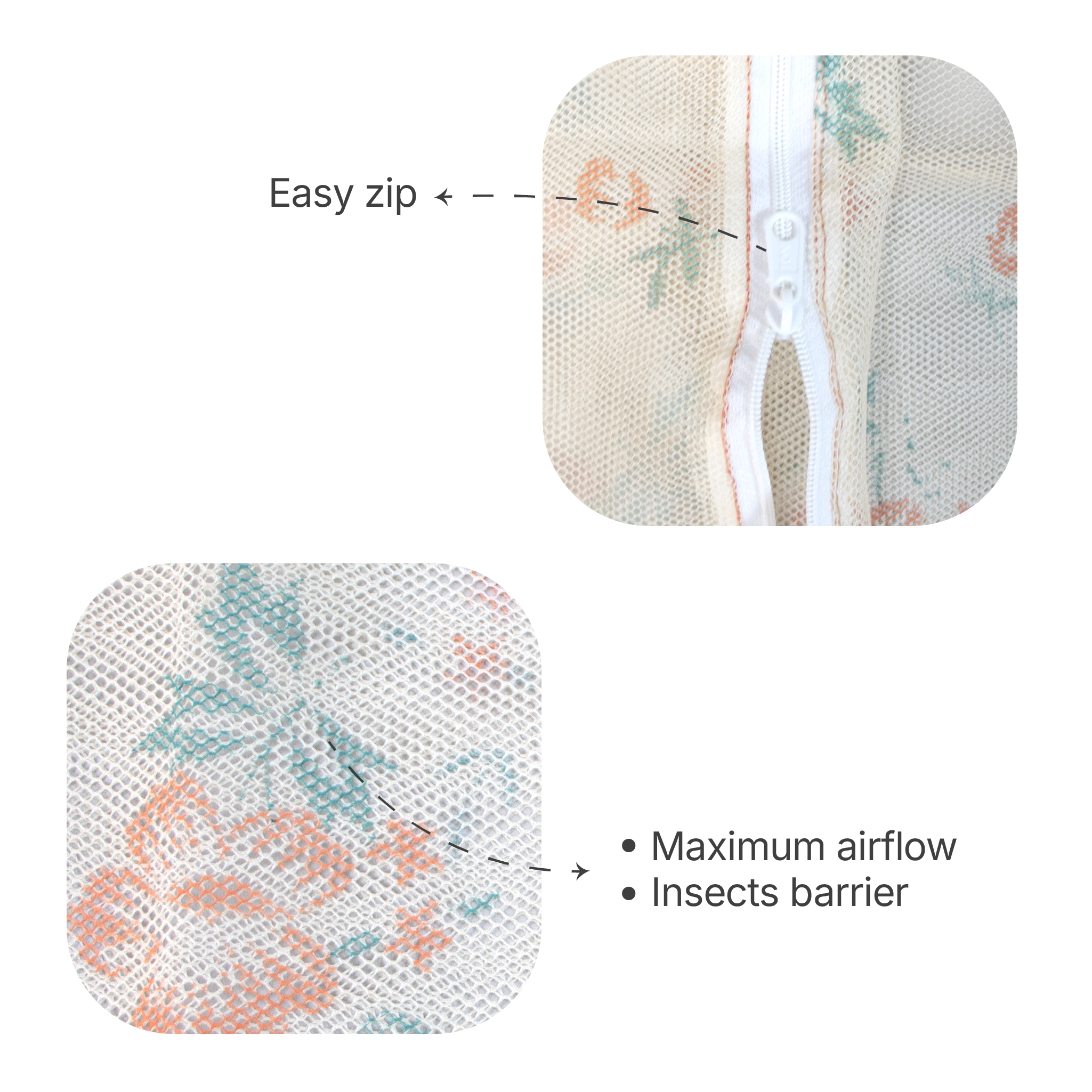 Breathable Mesh Cradle Net for Baby Hammock | Floral Print