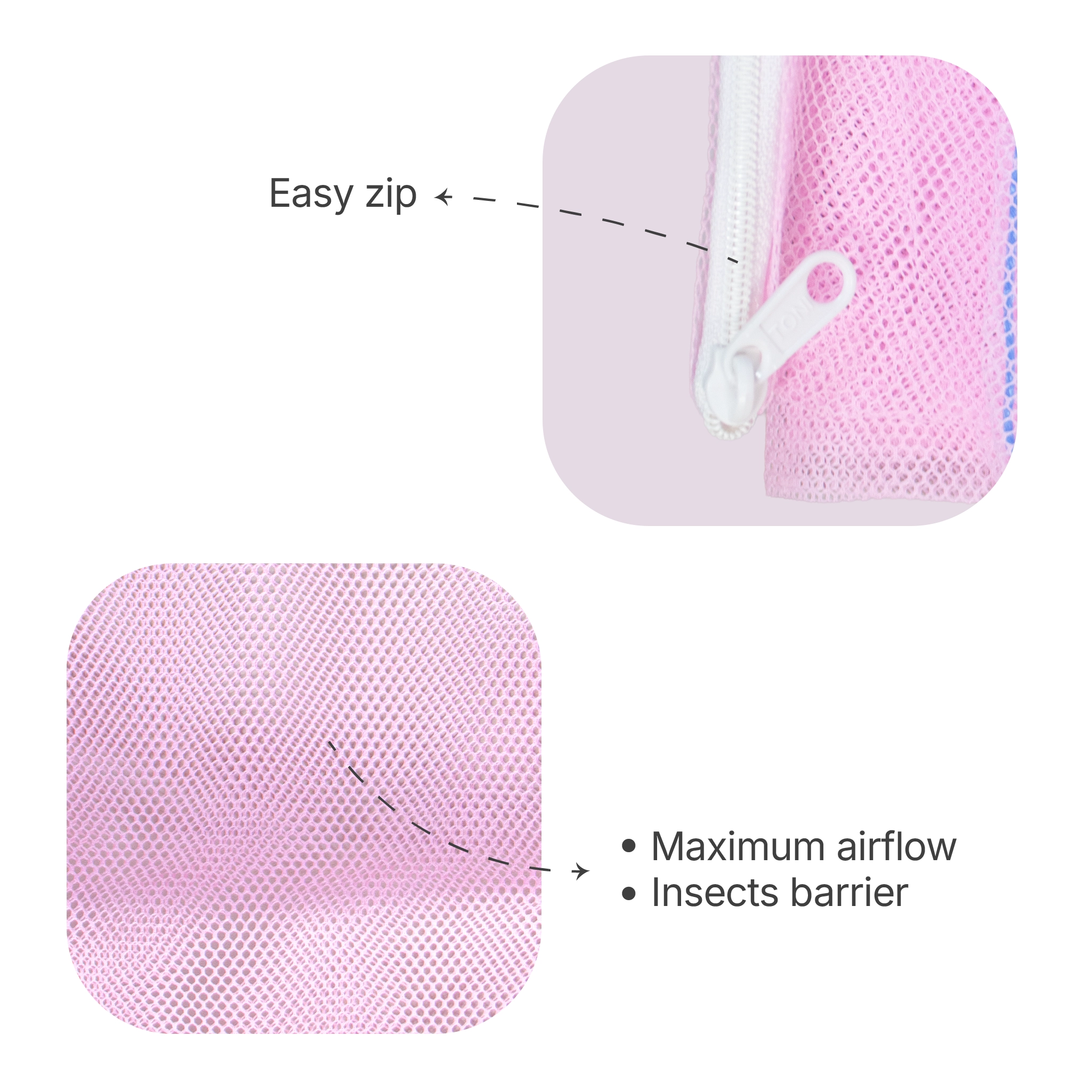 Breathable Baby Cradle Net with Zipper & Mosquito Protection