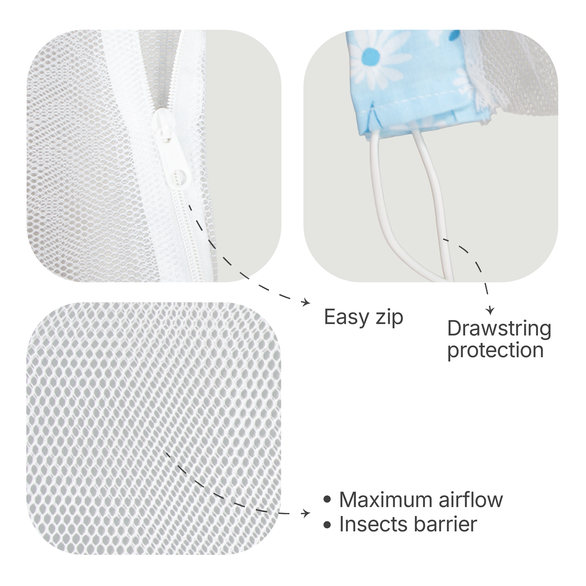 Premium Hanging Cradle Mosquito Net with Decorative Border & Hanging Stars