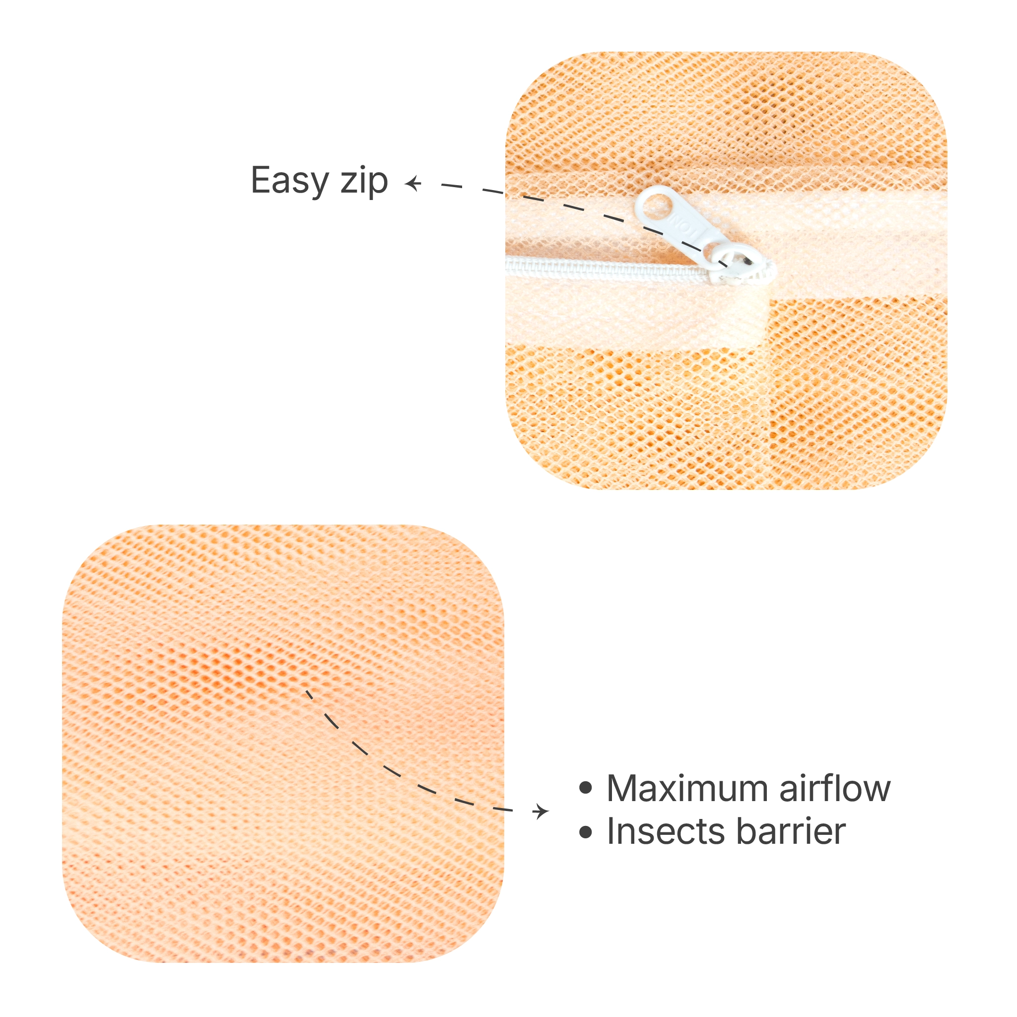 Breathable Baby Cradle Net with Zipper & Mosquito Protection