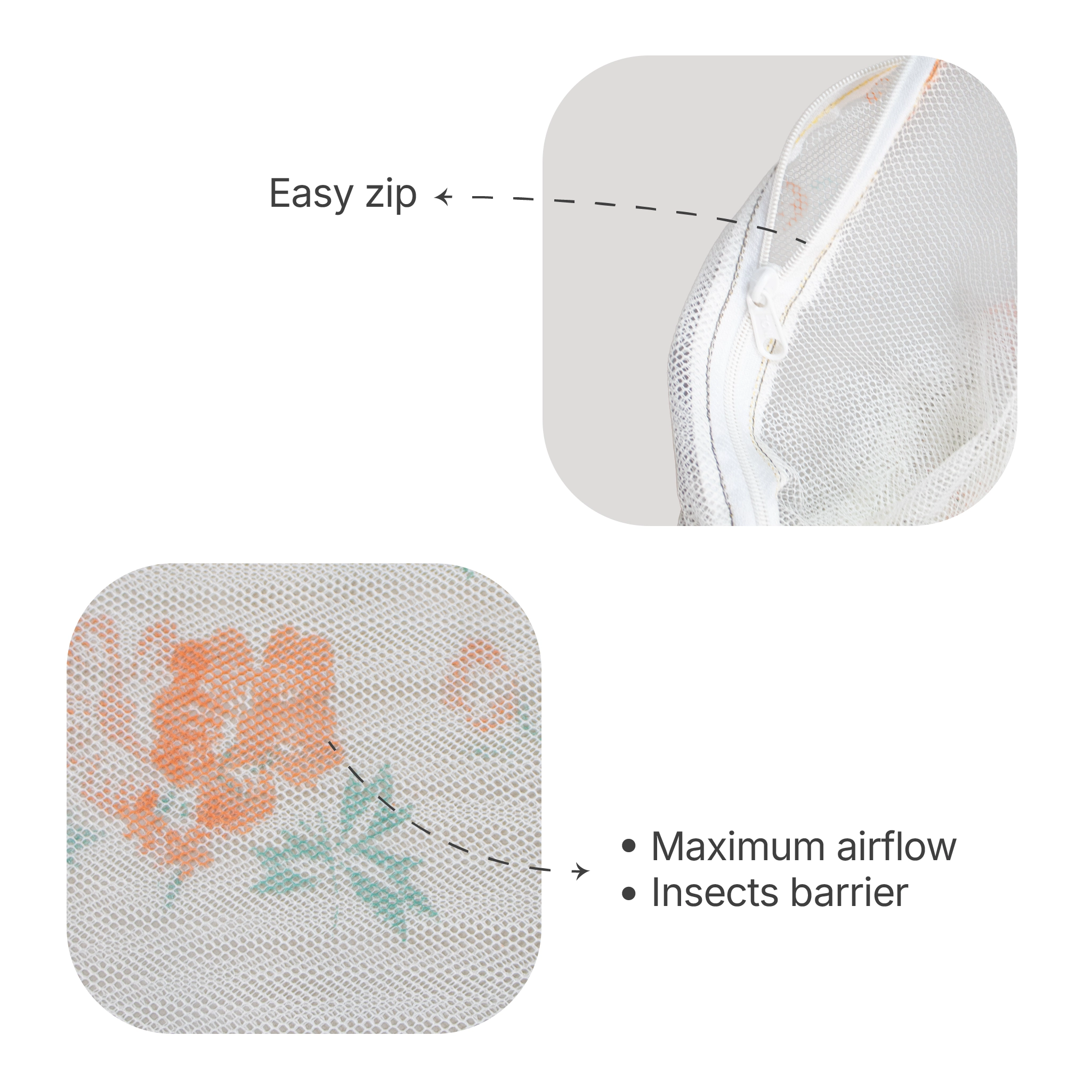 Breathable Mesh Cradle Net for Baby Hammock | Floral Print