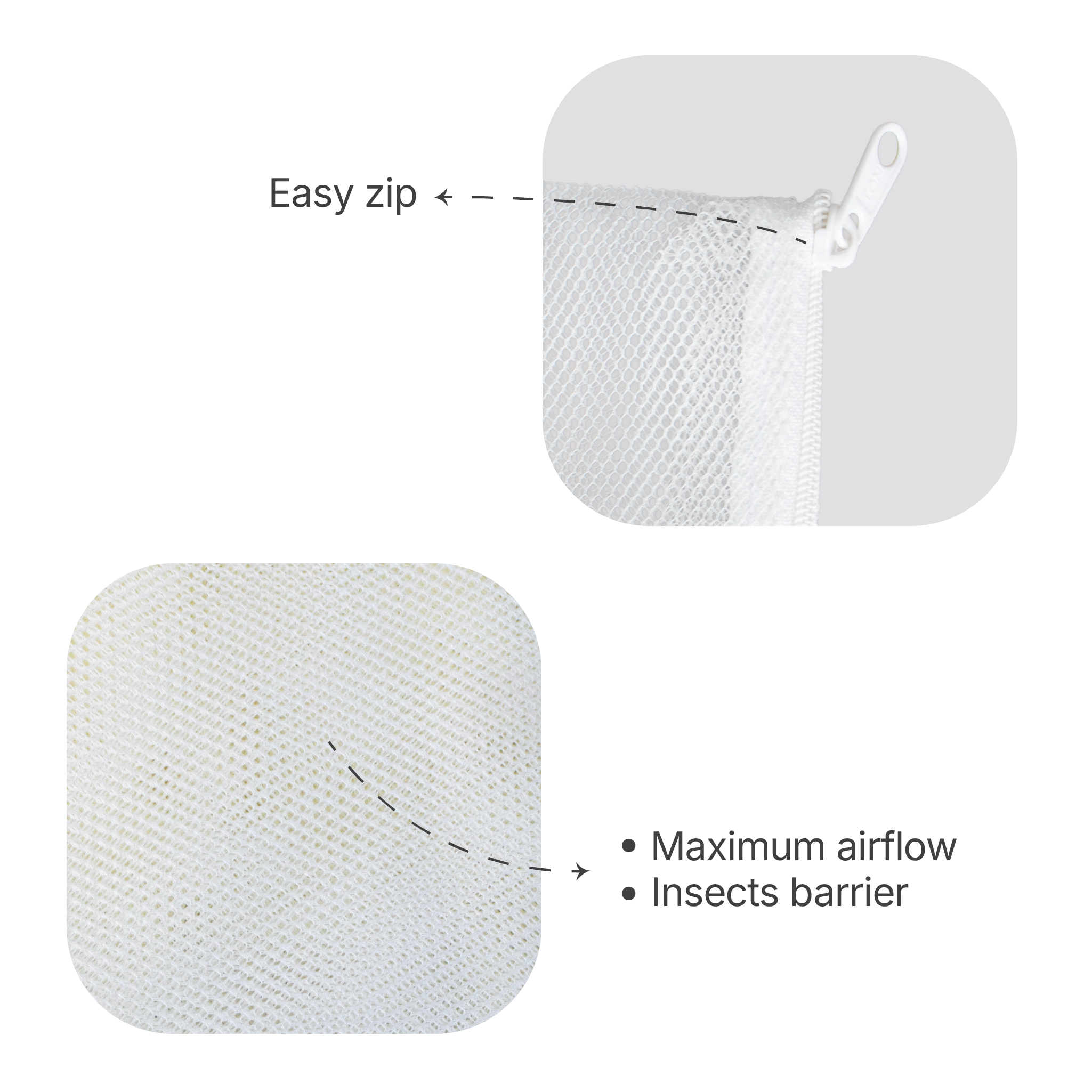 Breathable Baby Cradle Net with Zipper & Mosquito Protection