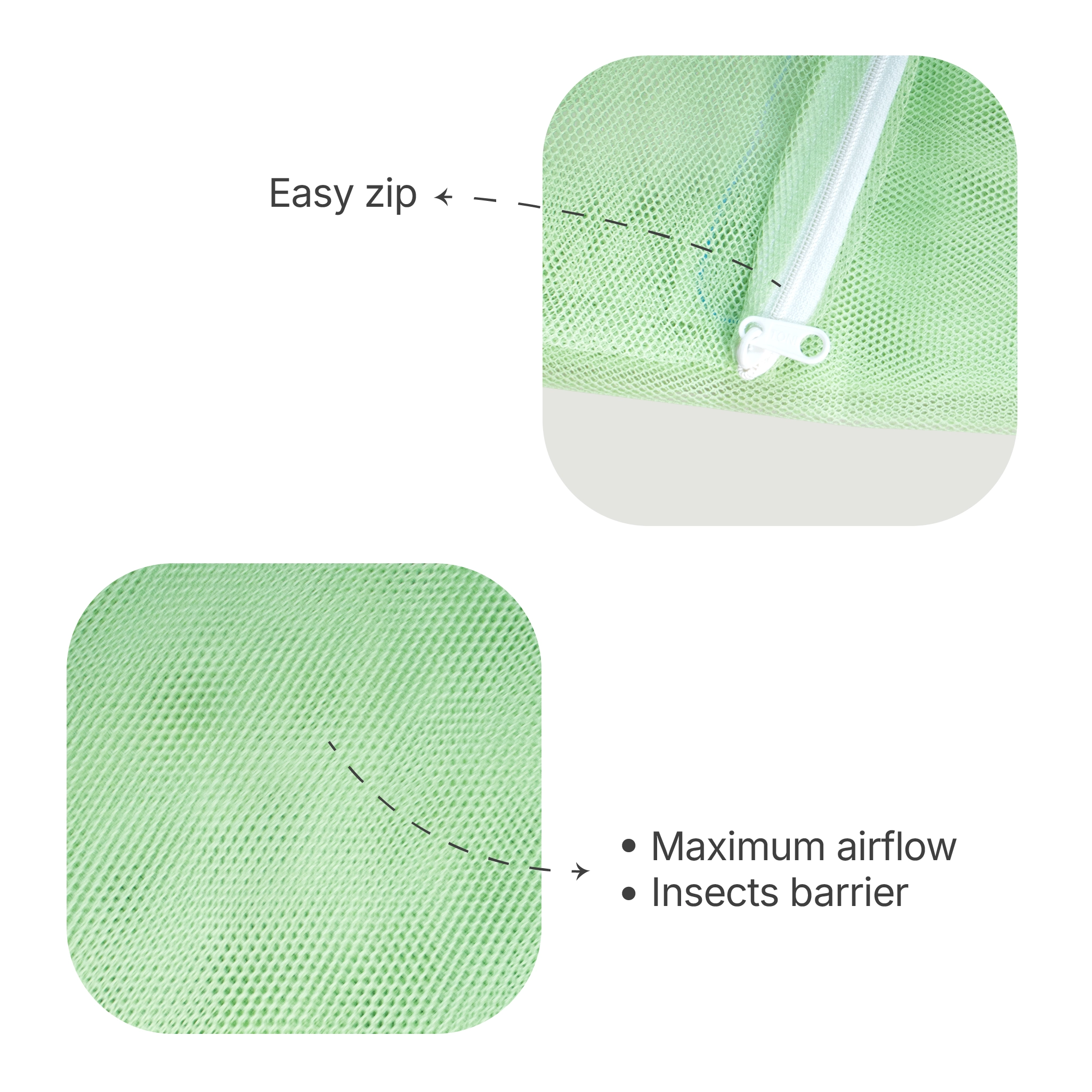 Breathable Baby Cradle Net with Zipper & Mosquito Protection