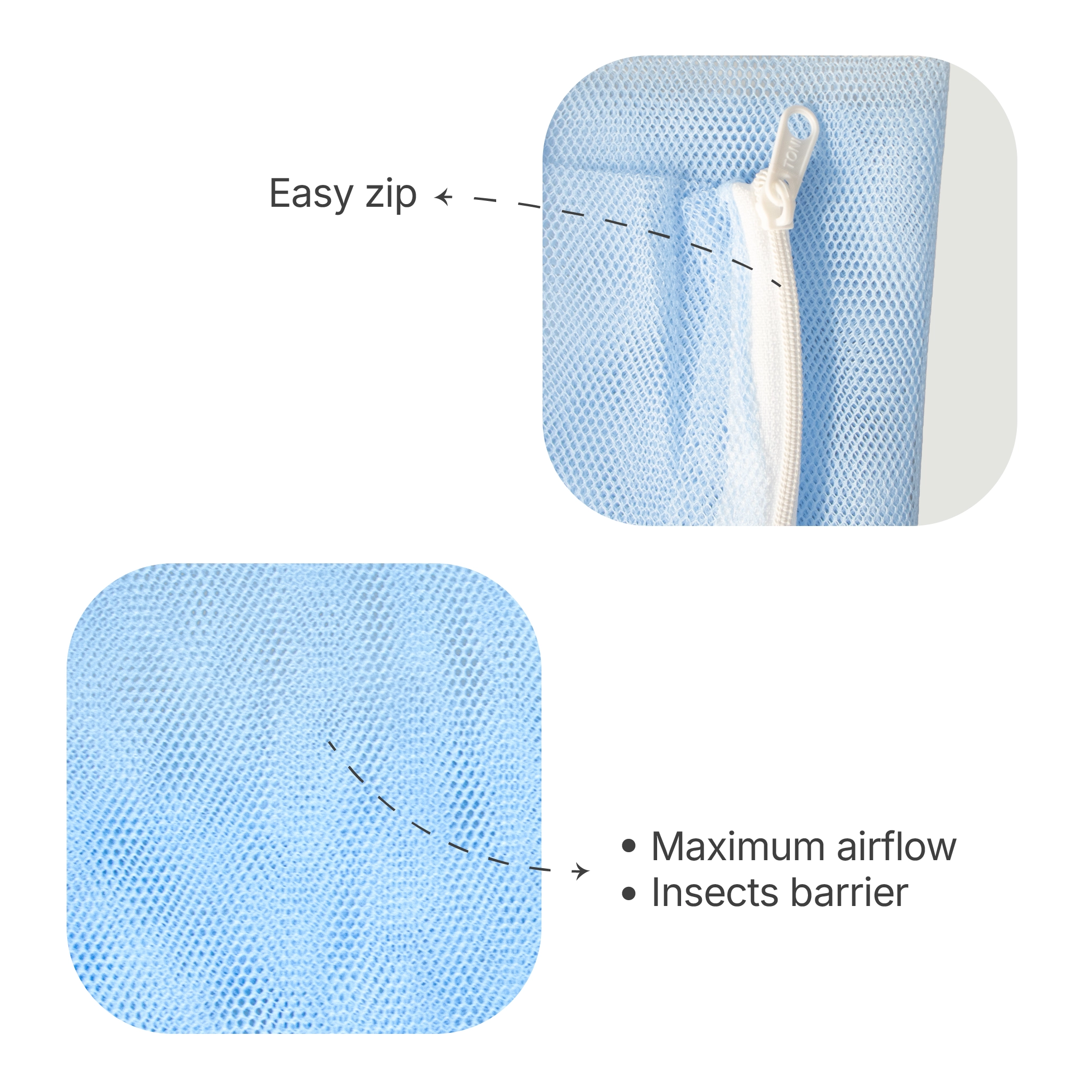 Breathable Baby Cradle Net with Zipper & Mosquito Protection