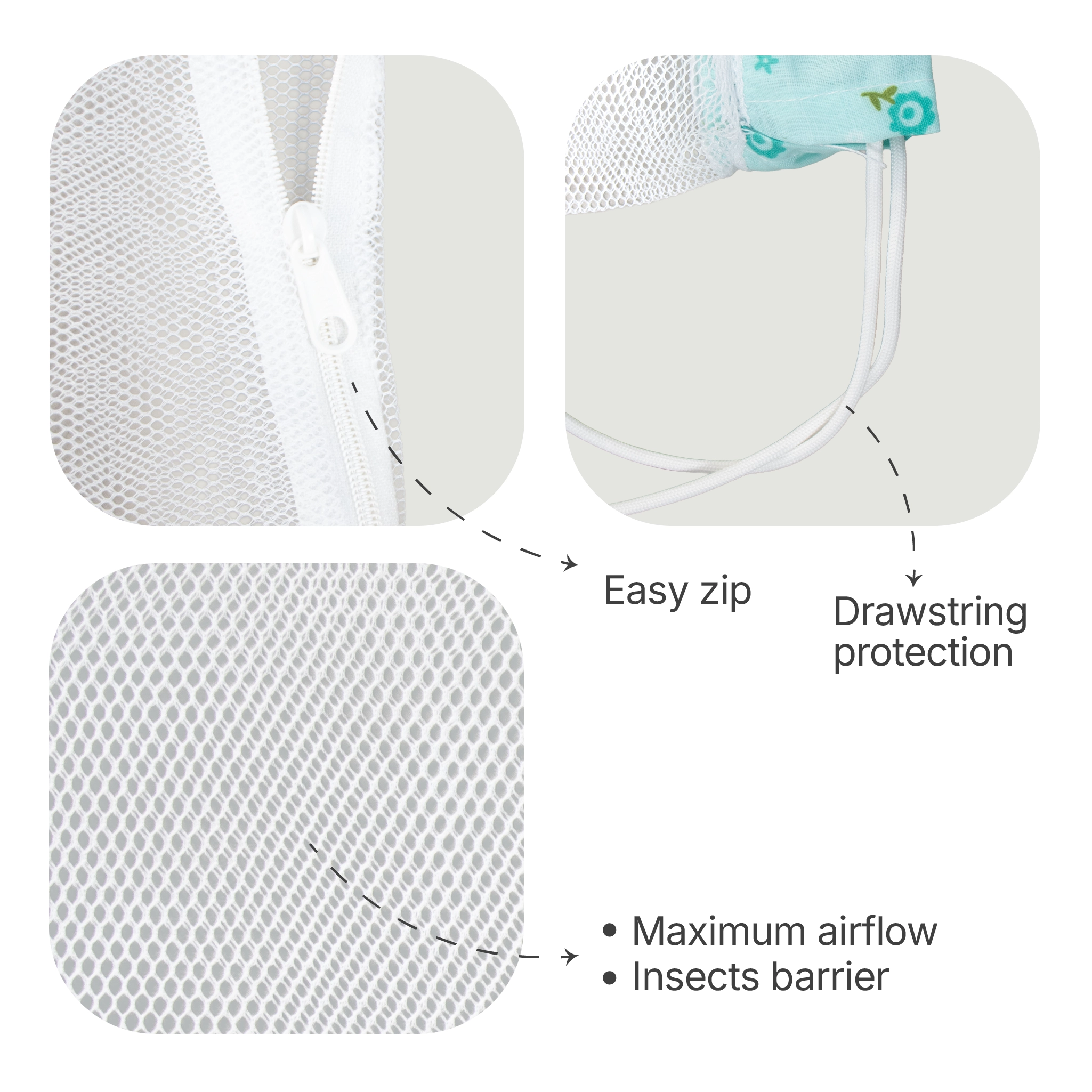 Premium Hanging Cradle Mosquito Net with Decorative Border & Hanging Stars