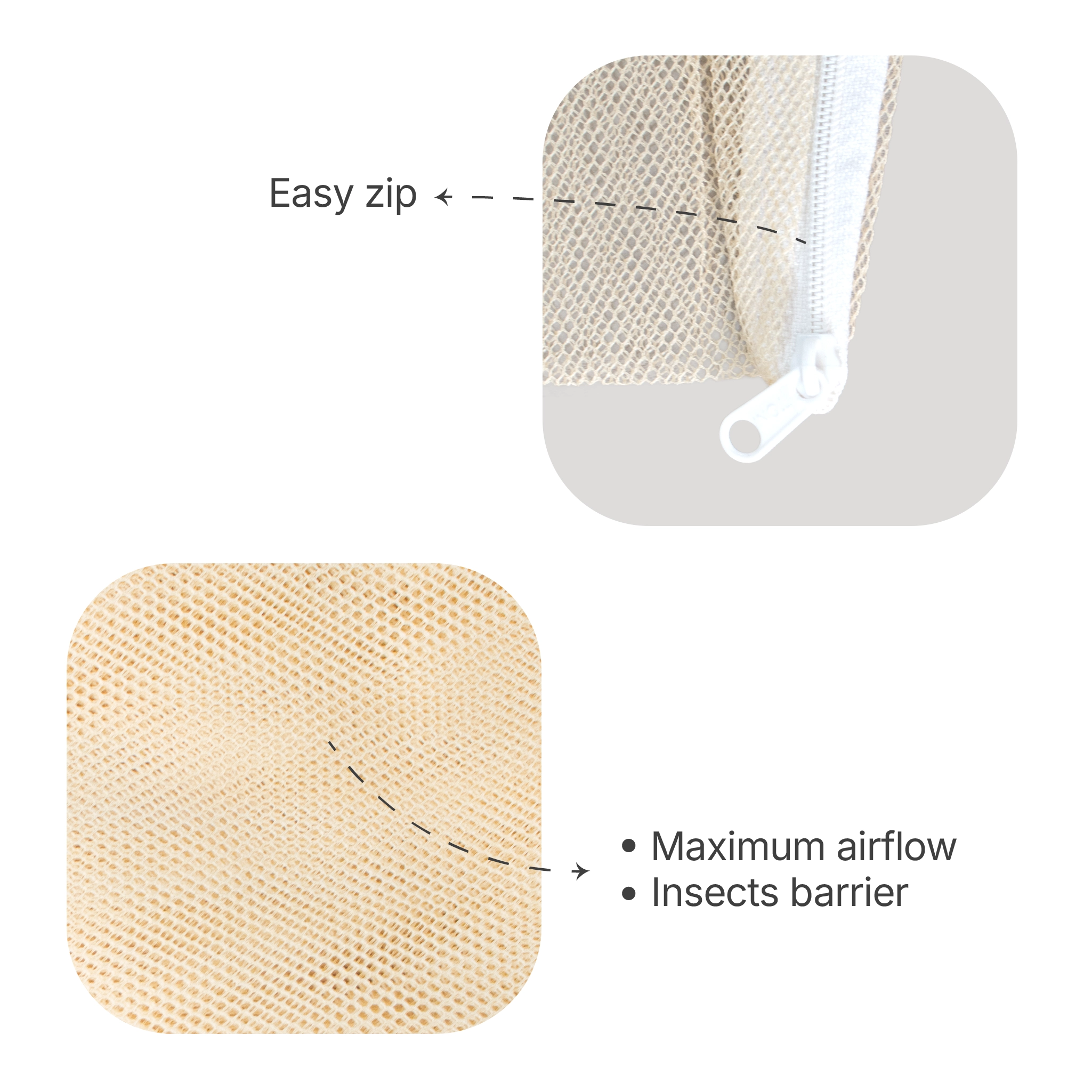 Breathable Baby Cradle Net with Zipper & Mosquito Protection